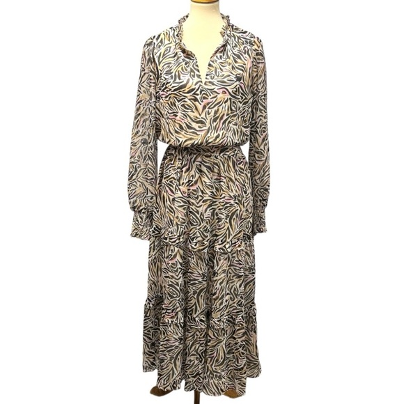 Lilly Pulitzer Can You Zee Me Ardith Long Sleeve Printed Tiered Midi Dress Sz 8 - Picture 2 of 12